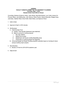 AGENDA FACULTY SENATE COMMITTEE ON UNIVERSITY PLANNING Thursday, May 7, 2015