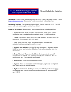 The 45 Western Psychology Conference for Undergraduate Research Abstract Submission Guidelines