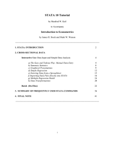 STATA 10 Tutorial  Introduction to Econometrics