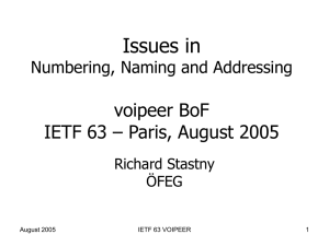 Issues in voipeer BoF IETF 63 – Paris, August 2005