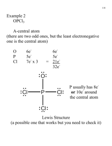 Example 2  OPCl A-central atom