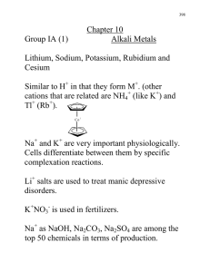 Chapter 10 Group IA (1)  Alkali Metals