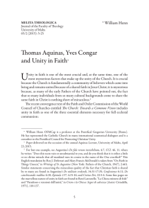 U Thomas Aquinas, Yves Congar and Unity in Faith * William Henn