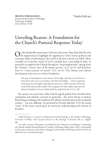 O Unveiling Reason: A Foundation for the Church’s Pastoral Response Today
