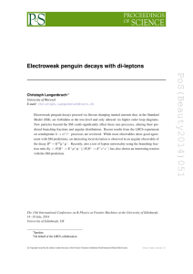 PoS(Beauty2014)051 Electroweak penguin decays with di-leptons Christoph Langenbruch