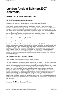 London Ancient Science 2007 – Abstracts. Dr. Dirk Couprie (Independent Researcher)