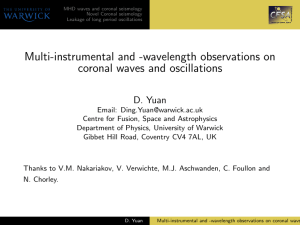 Multi-instrumental and -wavelength observations on coronal waves and oscillations D. Yuan