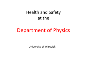 Department of Physics Health and Safety at the University of Warwick