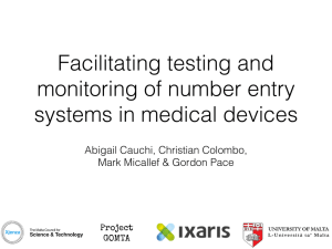 ! Facilitating testing and monitoring of number entry systems in medical devices