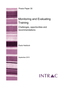 Monitoring and Evaluating Training  Challenges, opportunities and