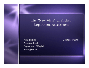 The &#34;New Math&#34; of English Department Assessment Anne Phillips 24 October 2008