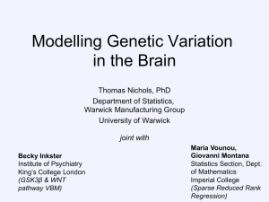 Modelling Genetic Variation in the Brain Thomas Nichols, PhD Department of Statistics,