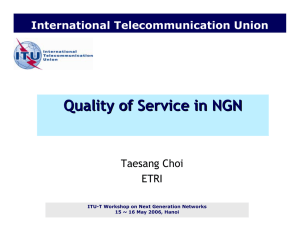 Quality of Service in NGN International Telecommunication Union Taesang Choi