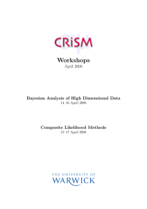 Workshops April 2008 Bayesian Analysis of High Dimensional Data Composite Likelihood Methods