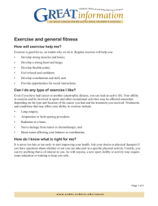 Exercise and general fitness How will exercise help me?