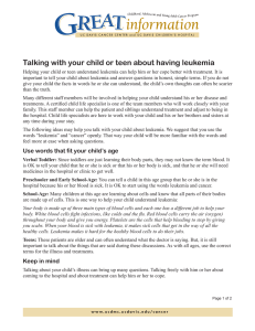 Talking with your child or teen about having leukemia