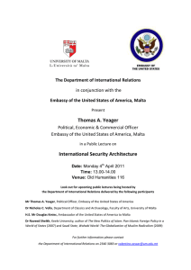 Thomas A. Yeager International Security Architecture The Department of International Relations