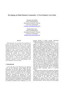 Developing an Online Business Community: A Travel Industry Case Study