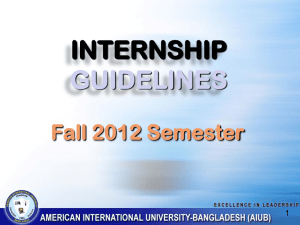 INTERNSHIP GUIDELINES Fall 2012 Semester 1