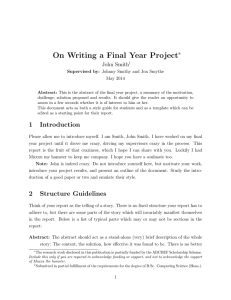 On Writing a Final Year Project ∗ John Smith