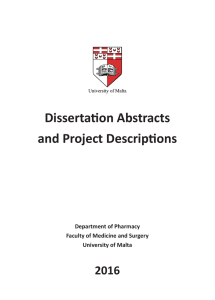 Dissertation Abstracts and Project Descriptions 2016 Department of Pharmacy