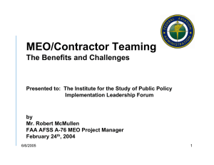 MEO/Contractor Teaming The Benefits and Challenges