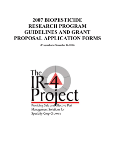 2007 BIOPESTICIDE RESEARCH PROGRAM GUIDELINES AND GRANT