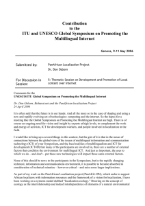Contribution to the ITU and UNESCO Global Symposium on Promoting the Multilingual Internet