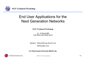 End User Applications for the Next Generation Networks NGN Technical Workshop