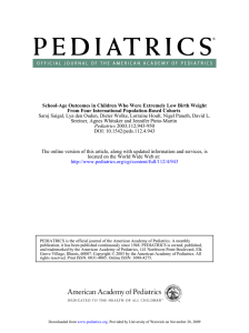 School-Age Outcomes in Children Who Were Extremely Low Birth Weight