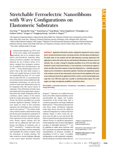 Stretchable Ferroelectric Nanoribbons with Wavy Conﬁgurations on Elastomeric Substrates