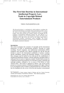 The First-Sale Doctrine in International Intellectual Property Law: Trade in Copyright Related