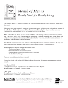 Month of Menus Healthy Meals for Healthy Living