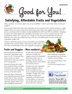 Good for You! Satisfying, Affordable Fruits and Vegetables