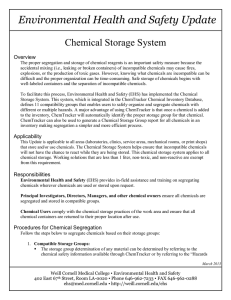 Environmental Health and Safety Update Chemical Storage System  Overview
