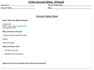 Unitex Account Setup  (Clinical)