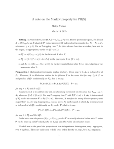 A note on the Markov property for PII(S) Matija Vidmar