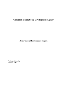 Canadian International Development Agency  Departmental Performance Report For the period ending