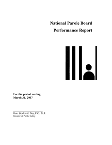 National Parole Board Performance Report For the period ending