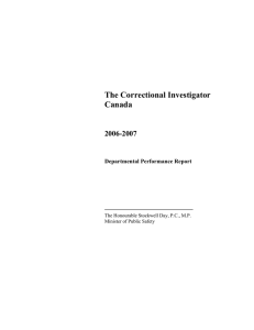 The Correctional Investigator Canada 2006-2007 Departmental Performance Report