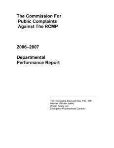 The Commission For Public Complaints Against The RCMP