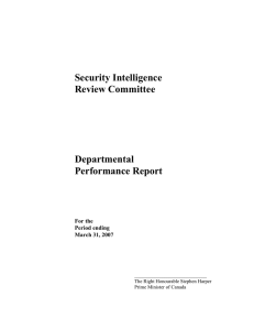 Security Intelligence Review Committee Departmental Performance Report