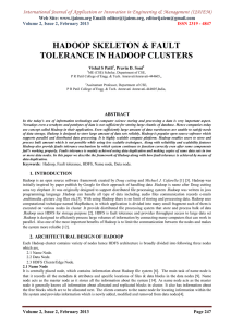 HADOOP SKELETON &amp; FAULT TOLERANCE IN HADOOP CLUSTERS