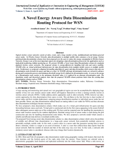 A Novel Energy Aware Data Dissemination Routing Protocol for WSN