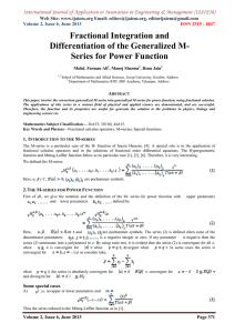 Fractional Integration and Differentiation of the Generalized M- Series for Power Function