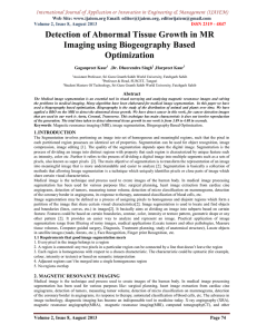 Detection of Abnormal Tissue Growth in MR Imaging using Biogeography Based