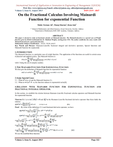 On the Fractional Calculus Involving Mainardi Function for exponential Function