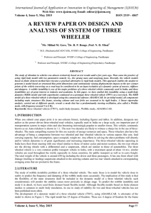 A REVIEW PAPER ON DESIGN AND ANALYSIS OF SYSTEM OF THREE WHEELER