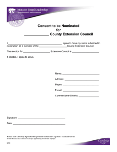 Consent to be Nominated for _____________ County Extension Council