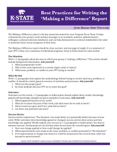 Best Practices for Writing the ‘Making a Difference’ Report